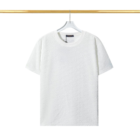 Checkerboard raised fleece cotton T-shirt