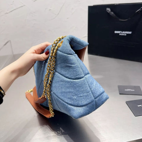 LouLou Puffer Washed Denim Bag