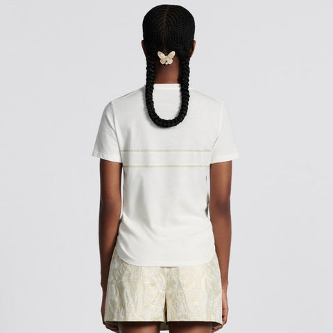 Gold Tone Logo Embroidered Butterfly T-Shirt