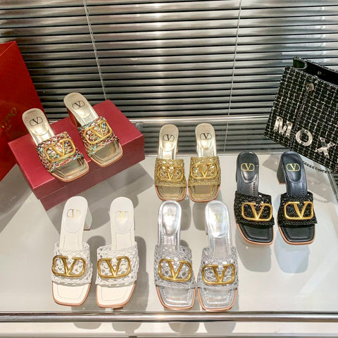 Hollow High Heel Slippers