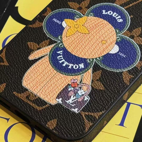 Cartoon Sunflower Sunglasses Doll Leather Case