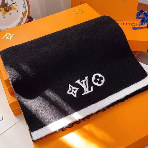 Solid Embroidered Monogram Scarf