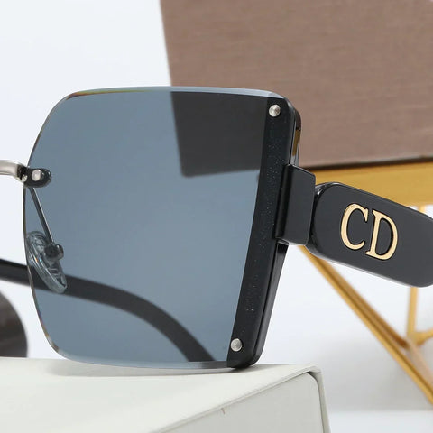 5 colors fashion frameless splicing oval temple polarized sunglasses