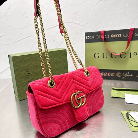 Gold Velvet Marmont Chain Shoulder Bag