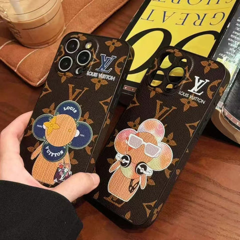 Cartoon Sunflower Sunglasses Doll Leather Case