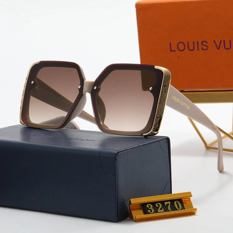 5 color luxury square frame side skirt four-leaf flower polarized sunglasses