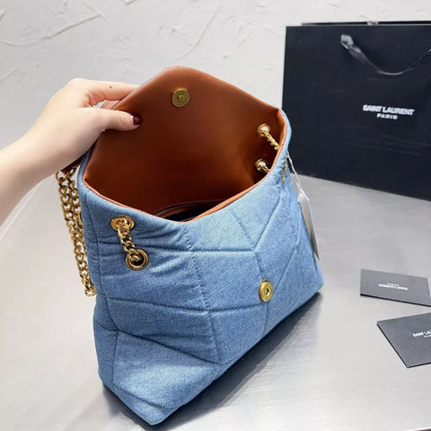 LouLou Puffer Washed Denim Bag