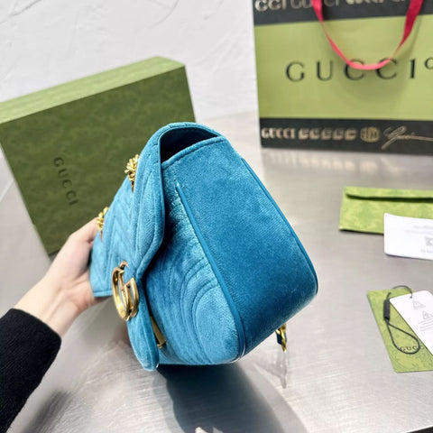 Gold Velvet Marmont Chain Shoulder Bag