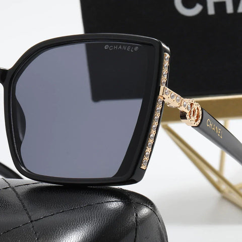 6 Colors Fashion Double Rhinestone Temple Polarized Sunglasses