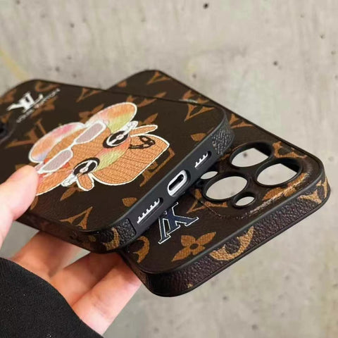 Cartoon Sunflower Sunglasses Doll Leather Case