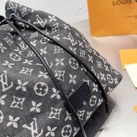 Monogram Denim Drawstring Backpack