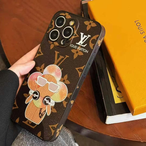 Cartoon Sunflower Sunglasses Doll Leather Case