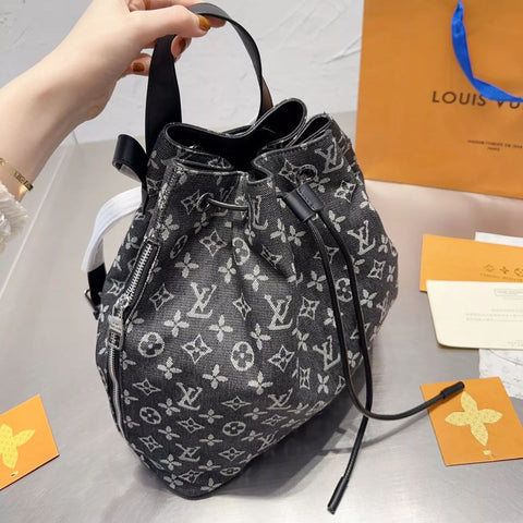 Monogram Denim Drawstring Backpack