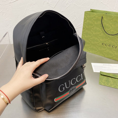 Leather Printed Backpack