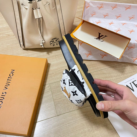 Letter Buckle Velcro Slippers