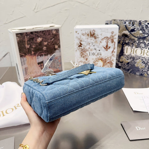 Denim Medium Lady D-Joy Bag