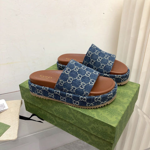 Platform Slippers With Double G Motif