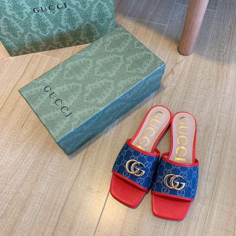 Denim Embossed Flat Slippers