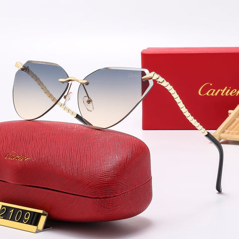 6 colors frameless snake-shaped temple sunglasses  2109