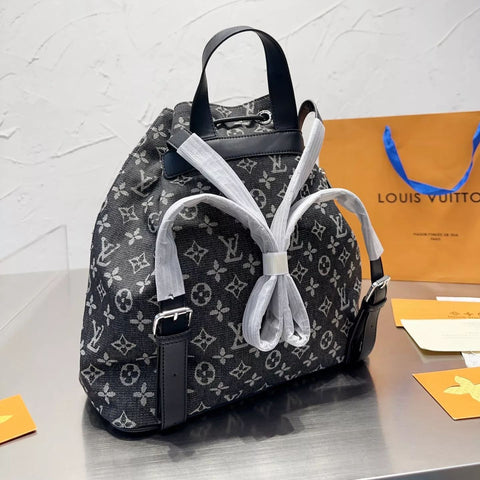 Monogram Denim Drawstring Backpack