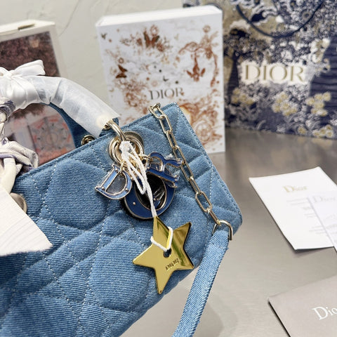 Denim Medium Lady D-Joy Bag