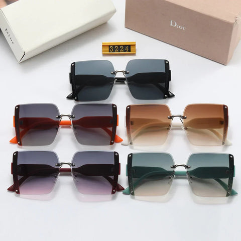 5 colors fashion frameless splicing oval temple polarized sunglasses