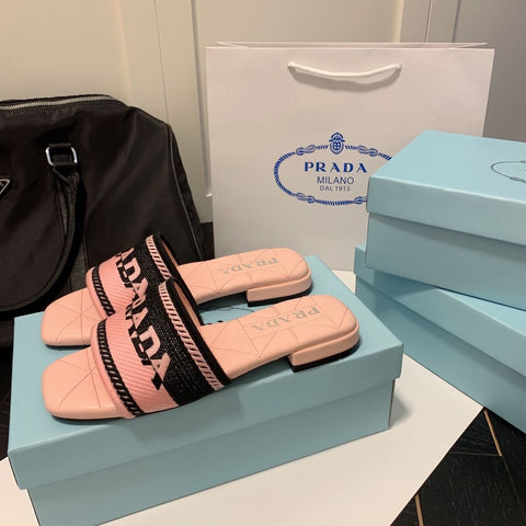 Monogram Embroidered Flat Slippers