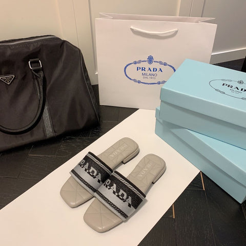 Monogram Embroidered Flat Slippers