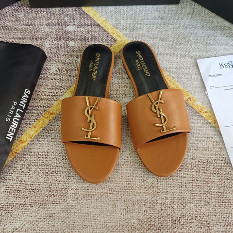 Classic Gold Signature Flat Slippers